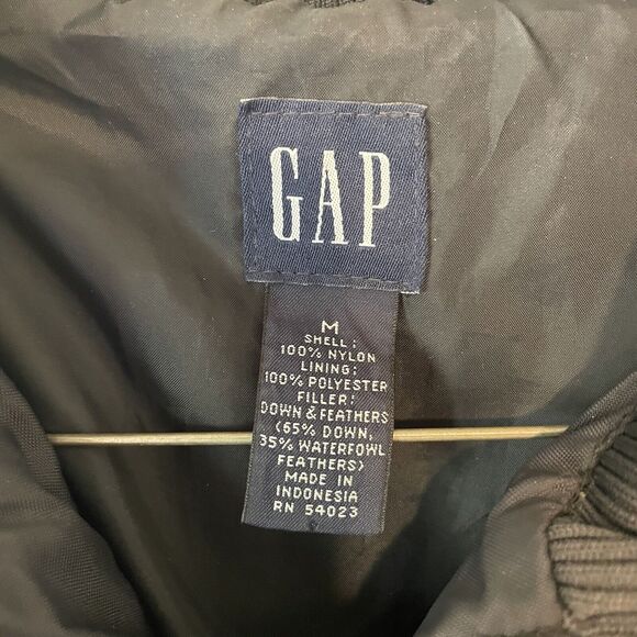 Gap Women's Puffer Jacket MEDIUM Down‎ Feather Black Full Zip Puffy Cold Control - Picture 6 of 7